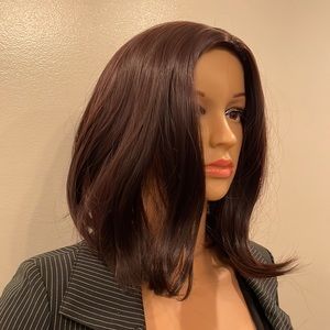 NWT 12-14” rich brown shoulder length straight wig center parting volume bob wig
